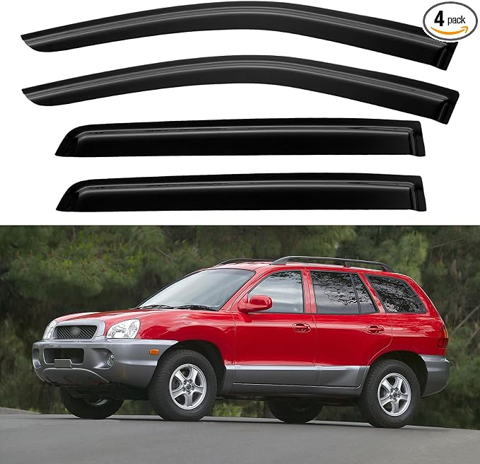 Window Visors Rain Guards for 2001-2006 Hyundai Santa Fe, Out-Channel Window Vent Wind Deflectors Visors Shades for 01-06 Santa Fe