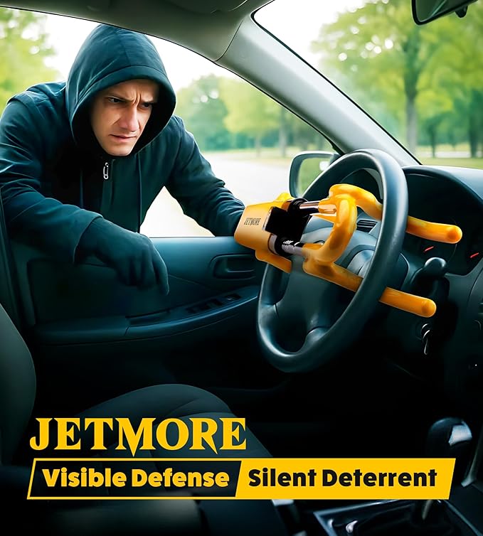 Steering Wheel Lock Adjustable Car Anti Theft Device Reinforced Steel Lock with Double Hook Design Car Locks with Keys Heavy Duty Lock for Cars Trucks SUVs Car Accessories Wheel Lock