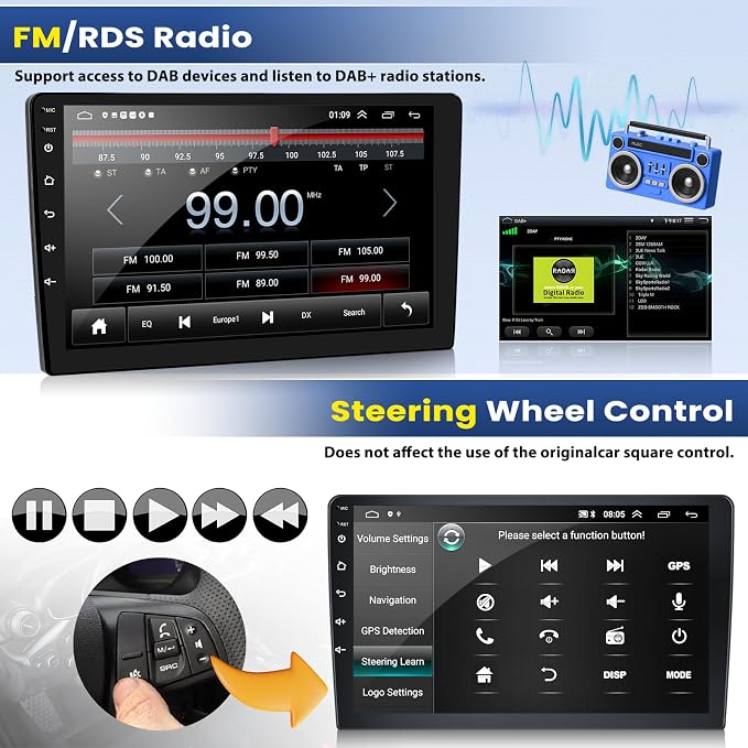 2+64G Android 13 Car Stereo for Ford Fusion Mondeo 2013-2019 with Wireless CarPlay Android Auto, 9’’ Touchscreen in Dash GPS Radio with WiFi Mirror Link Bluetooth FM RDS HiFi EQ SWC + Backup Camera
