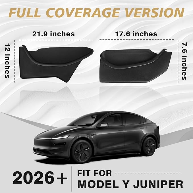 4PCS Door Organizer Tray Compatible with 2026 Model Y Juniper Performance/Premium/Standard Accessories Anti-Slip Easy to Clean Front & Rear Door Side Pocket Storage Box Tray (Full-Wrap)