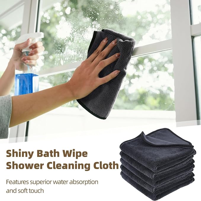Shiny Wipes Shower Cleaning Cloth - 5 Pack 16 x 16 inch Ultra Absorbent Car Drying Towel, Shiny Wipes Drying Towel Microfiber Cleaning Cloth for Car, Bath & Househood