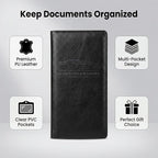 Premium Car Registration & Insurance Card Holder with Magnetic Shut, Vehicle Glove Box Car Organizer - For Documents, Cards, License (Cowhide Black)