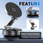 Magnetic Phone Holder for Car,360° Adjustable Car Phone Mount with Vacuum Suction Cups Compatible with iPhone 16/15/14/13/12,Cars Phones Holder Mount for Dashboards