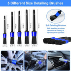 62'' Car Wash Brush Kit - Mitt, Mop, Sponge & Long Handle, Scratch-Free Chenille Replacement Head, Wheel Tire Brush, Car Detailing Kit for Cars, RV, Truck