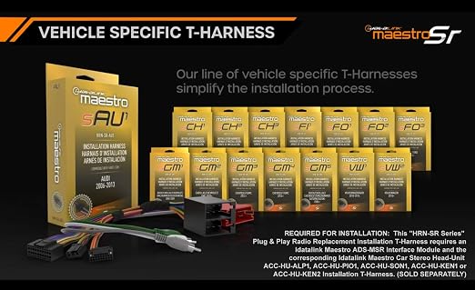 Maestro HRN-SR-VW1 T-Harness for Select Volkswagen Vehicles 2002-16, Replace The Factory Radio While retaining Steering Wheel Controls & use of Factory amp (ADS-MSR Module Also Required)