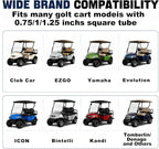 No Drill Golf Cart Rear View Mirror for Club Car EZGO Yamaha No Blind Spot | 4 Panel 160° Wide View, Reduce Shake, 360° Adjustable Rotation, Fit 0.75/1/1.25 inch Square Tubes for Golf Course & Daily Use