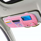 Car Sun Visor Organizer Auto Interior Accessories Visor Pocket Organizer Car Truck Visor Storage Pouch Holder with Multi-Pocket Double Zippers New (Pink)