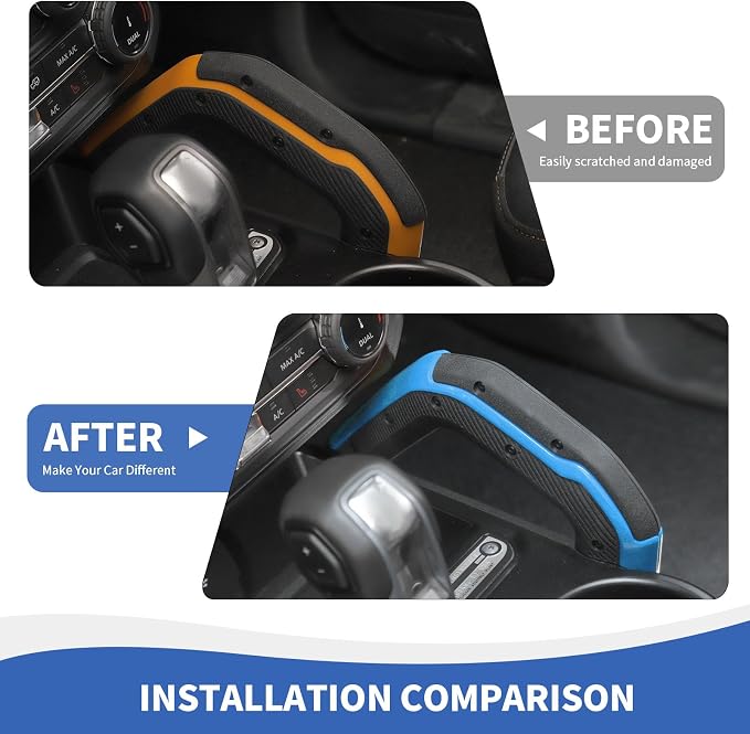 Center Console Dash Grab Handle Cover Trim Compatible with 2021-2024 Ford Bronco Light Blue Interior Accessories (Not for Bronco Sport)
