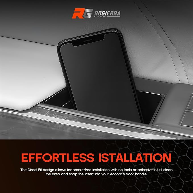 Honda Accord Accessories - Front Door Storage Box Organizer with ABS Door Pocket Insert Tray - Armrest Container (2-Pack, 2008-2013)