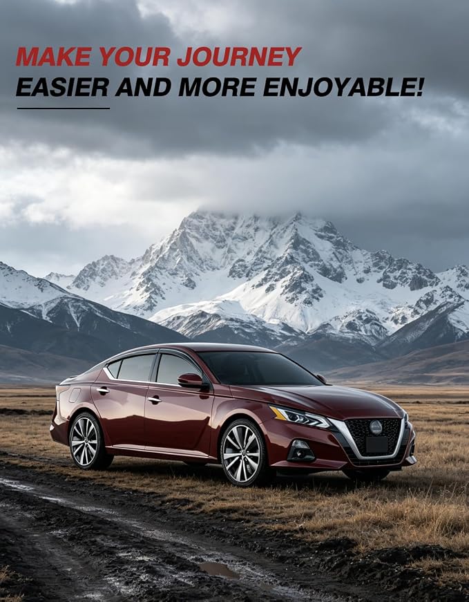 Outside-Mount Window Rain Guards Fit for 2019-2026 Nissan Altima, Extra Durable Window Visors Wind Deflector Dark Smoke Vent Shades for 19-26 Altima, Tape-on with Thicker 4PCS