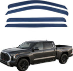 Tape On Window Visors for 2022-2026 Toyota Tundra CrewMax Cab Full-Size | Rain Sun Wind Guards Shade Deflectors,Shatterproof Wind Vent Deflector,Weatherproof,Truck Accessories with Thicker-4PC