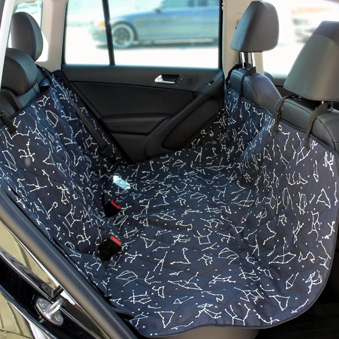 3-in-1 Back Seat Cover for Dogs, 100% Cotton Canvas Back Seat Hammock with Headrest Straps, Belt Slots, & Anchors, Non-Skid Cargo Area Cover, Machine Washable, No Harmful Chemicals, 56"x56"