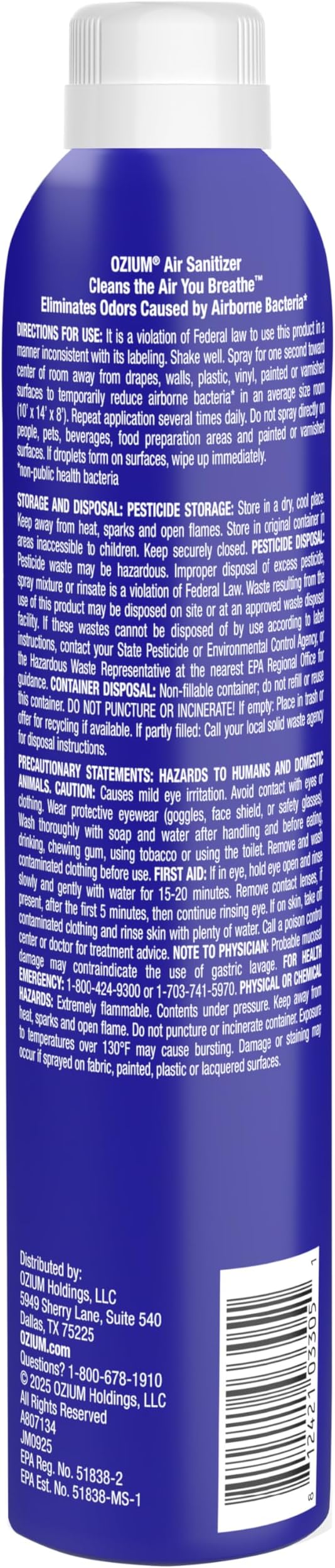Air Sanitizer Spray - Room Odor Eliminator for Home, Car, and Office - Citrus - 8 oz Can - 6 Pack