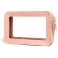 Clear Makeup Bag, TSA Approved Toiletry Organizer With Zipper, Fit Carry-on Travel Essentials, Cosmetic Bag for Women Men (O-Pink)