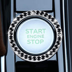 2 PCS Crystal Rhinestone Car Engine Start Stop Decoration Ring, Bling Car Interior Accessories for Women, Push to Start Button Cover Sticker, Automotive Decals, Black