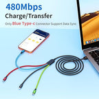 Cruise Essentials 2026 4 in 1 Multi Charging Cable [3Pack 5FT], Tangle Free USB C Car Charger Cable, Nylon Braided Charging Cords for Multiple Devices, Travel Essentials Car Accessories