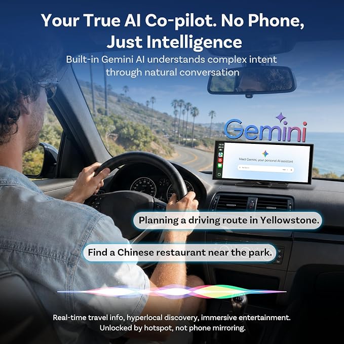 OTTOCAST OttoScreen AI 11.4" Wireless Carplay Screen for Car, Gemini AI Voice Control, Android Auto, Netflix YouTube Google Play, Dual WiFi Dual Bluetooth, 1080P Backup Camera, 8-Core Android 15