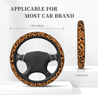 Animal Leopard Print Cheetah Steering Wheel Cover, Non-Slip Breathable Neoprene Steering Wheel Covers, Women Car Accessories Universal 15 Inch Fit Auto, Suvs, Truck