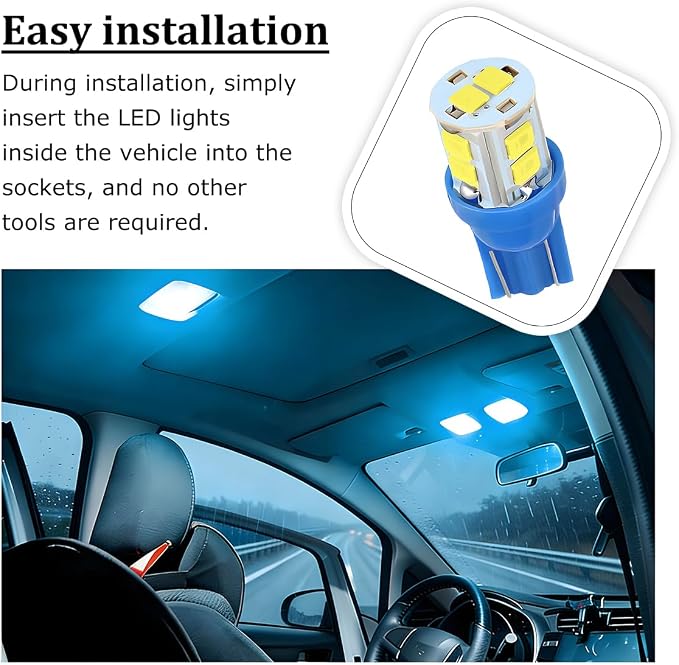 24PCS LED Interior Car Lights, T10 31mm 41mm Dome Bulb Kit,Ice Blue | 194 168 2825 DE3175 578 sockets, alloy PCB, output for map trunk license tag, plug in, automotive accessories