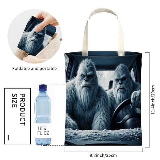 Cute Car Trash Can, Hanging Canvas Car Back Seat Organizer and Storage Bag, Funny Car Trash Bag for Travelling, Outdoor Cool Yeti Pattern