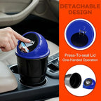 Cup Holder Trash Can for Car, Leakproof Vehicle Back Seat Garbage Can Mini Portable Trash Bin with Lid, Universal Smellproof Cup Holder Garbage Bin for Cars Trucks SUVs (Blue)
