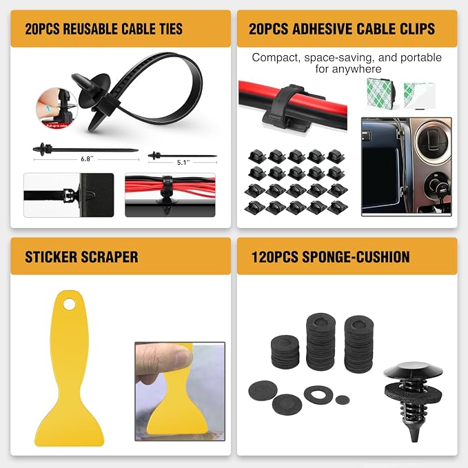 330Pcs Trim Removal Tool, Auto Push Pin Bumper Retainer Clip Set Fastener Terminal Remover Tool Adhesive Cable Clips Kit Car Panel Radio Removal Auto Clip Pliers, Green