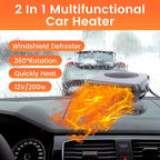 12V Car Heater,200W Portable Car Heater 360° Rotatable Car Defroster Windshield Heater Plug into Cigarette Lighter for Vehicle RV SUV (Large)