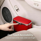 Car Trash Can with Lid - Leakproof Mini Garbage Bin for Door or Seatback,Premium ABS Auto Organizer,Space-Saving Car Garbage Can for Commuters,Families and Pet Owners,Fit for SUV,Sedan,Truck (Red)