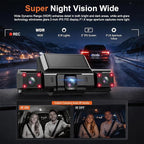 Dash Cam 360° View 4 Channel Car Camera, Front Rear Left Right 4 Way Recording, GPS WiFi APP Control, G-Sensor 24H Parking Mode, IR Night Vision WDR Wide Angle, Free 128G TF Card Included
