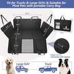 Back Seat Extender for Dogs Truck-Large Space, Hard Bottom Dog Pet Seat Cover Back Seat, Waterproof Dog Hammock for Crew Cab Trucks F150, RAM1500, Sierra, Tundra, Silverado, Black
