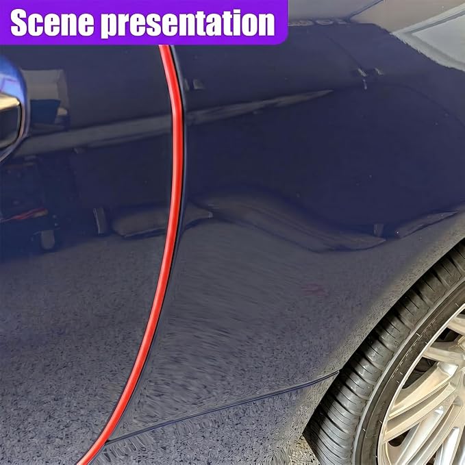 16Ft (5M) Car Door Edge Protector, Self-Adhesive Scratch Resistant U Shape Auto Door Edge Guard Decoration, Anti-Collision Car Doors Trim Strip Protector for Truck, SUV, Sedan (Red-5M)
