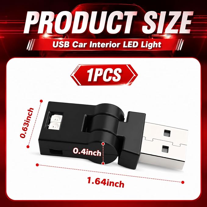 Mini USB Light for Car,8 Color RGB Dynamic Interior Car Lights with Adjustable Color & Brightness,Portable USB Ambient Lighting Cars Interior Accessories for Most Vehicles