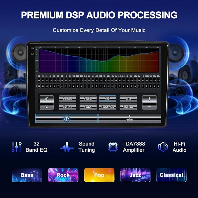 9'' QLED Car Stereo for Chevy Tahoe Suburban 2003-2006 Carplay Android Auto | 4+64G Touch Screen Aftermarket Car Radio with GPS Navigation, AHD 1080P Backup Camera, 5G WIFI, Bluetooth, FM AM RDS Radio