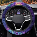 Automotive Steering Wheel Covers Universal Fit 14 to 15 inch, Purple Bohemian Flower Steering Wheel Protector with Cloth for Women Keep Warm Comfort Grip Sweat Absorption Neoprene