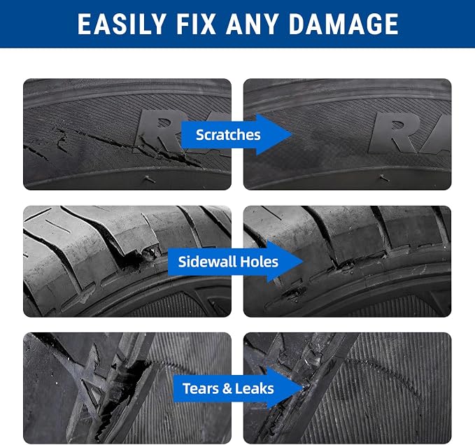 47PCS Tire Repair Rubber Nail Kit - Complete Screw Plug Kit with Glue, Fast Fix for Flat Tires on Car, Truck, Motorcycle, SUV & More