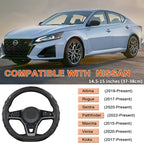 Steering Wheel Cover for Nissan Altima Rogue - Car Steering Wheel Cover for Nissan D Shape(Black-D-Shaped)