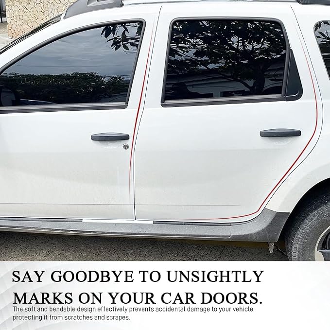 16.4Ft Car Door Edge Guards, Car Door Protector, Anti-Collision Automotive Entry Trim Molding Guard, No Glue Auto Exterior Edge Trim Protective Strip for Most Vehicles (White, 5M)