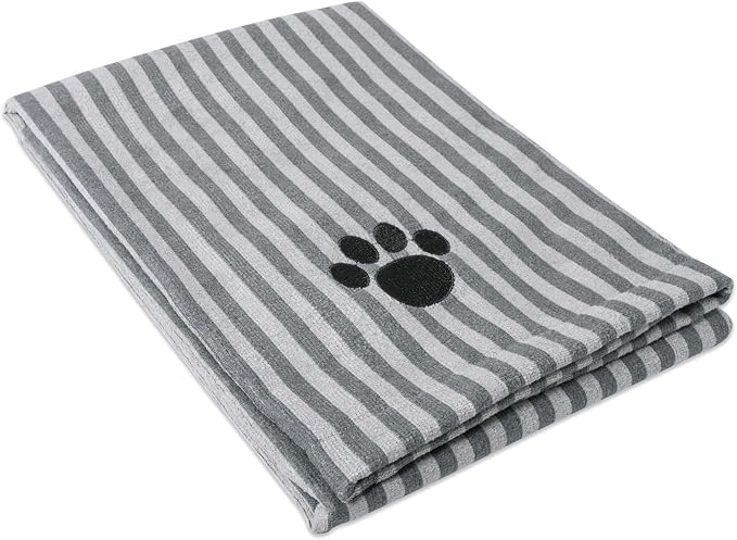 Pet Grooming Towel Collection Absorbent Microfiber X-Large, 41x23.5, Striped Gray (Pack of 12)