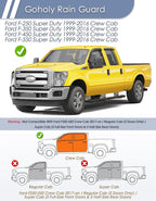 Extra-Thick Window Rain Guard for Ford F250/F350/F450/F550 1999-2016 Super Duty SuperCrew Rain Guards Side Truck Window Visors Tape-on Vent Visor Window Deflectors Vent Shades