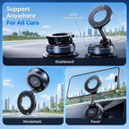 MUSEL Magnetic Car Phone Holder for MagSafe, Vacuum Mount for iPhone 17-12 | 88 lb suction hold, 2600 gf magnetic force, 22 N55 magnets, 360 degree rotation, bottom plate and ring included, dash mount