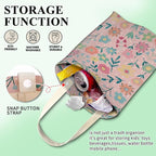 Car Trash Can, Cute Car Trash Bag, Hanging Car Organizer and Storage Bag, Trash Bin for Car Accessories, Vehicle, Travelling, Camping Cute Pink Flower