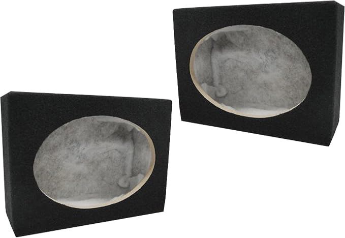 Absolute USA 2SQ6X9+ Car Audio Custom Pair 6" x 9" Sealed Square Black Enclosure Unloaded Speaker Box with Speaker Terminal
