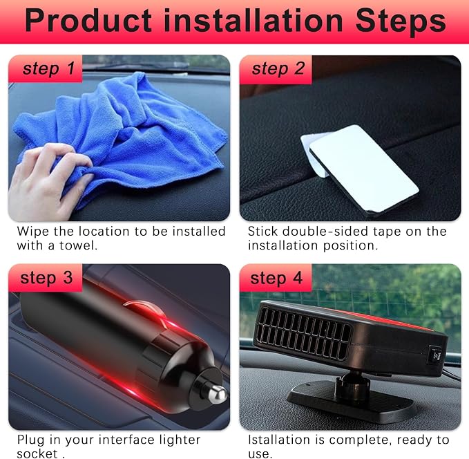 Portable Car Heater,12V 200W Automobile Windshield Fast Heating Defroster 2 in 1 Car Heater That Plugs into Cigarette Lighter for Car, SUV, Trucks