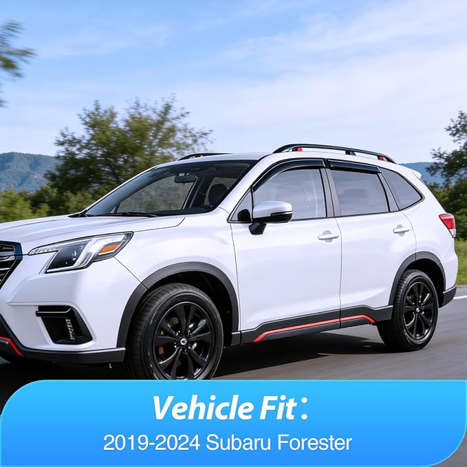 Window Visors for Subaru Forester 2019 2020 2021 2022 2023 2024, Tape-On Rain Guards Outside Mount Vent Visors Window Deflectors Smoke Tint, 4PCS