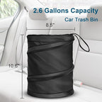 Car Trash Can, 2 Packs 2.6 Gallons Collapsible Car Garbage Can | Pop-Up Trash Can for Car Front Back Seat, Portable Car Trash Bag Hanging for Vehicle SUV Rv Truck Accessories Interior, Black