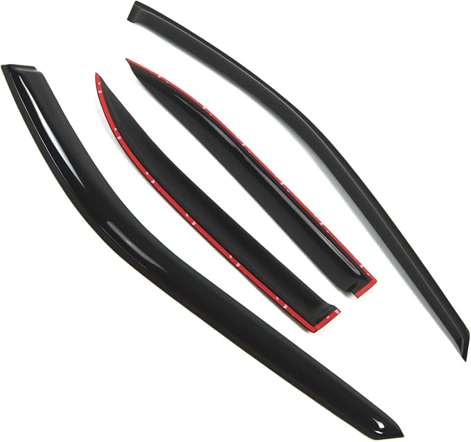 WD2-207 Dark Smoke 4 Pcs Set Window Visor (Outside Mount) Deflector Rain Guard Compatible with 1994-1997 Honda Accord Sedan