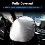 Steering Wheel Sun Shade Cover, Aluminum Foil Heat Resistant Steering Wheel Cover, 18" Slip-on Steering Wheel Sun Protector, Fit for Most Car SUV Van (Silver)
