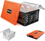 Trunk Crate Organizer with Cooler for Car | Collapsible, Plastic Trunk Lid Organizer Box, For Travel, Groceries, Sports, Home, Tailgating, Removable Insulated Cooler Set