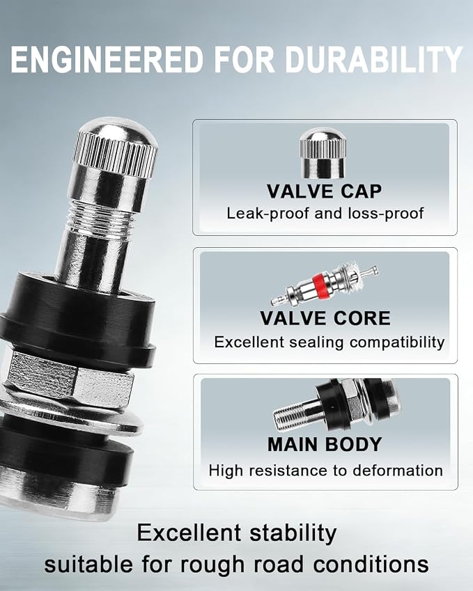 5 Pcs TR416 Metal Clamp-in Tire Valve Stems - High Pressure Tubeless Valves for 0.453" & 0.625" Rim Holes, Fit Cars, Trucks, Trailers & ATVs