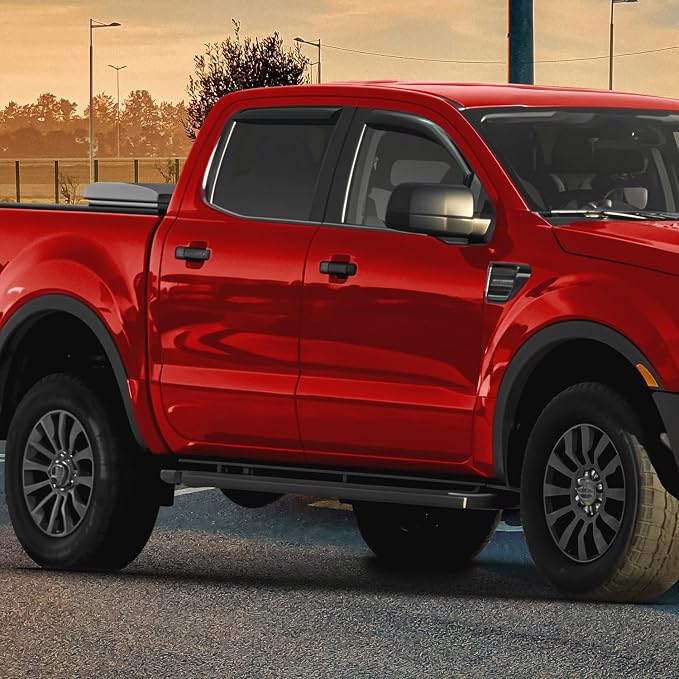 Voron Glass in-Channel Extra Durable Rain Guards for Trucks Ford Ranger 2019-2023 SuperCrew, Window Deflectors, Vent Window Visors, 4 Pieces - 220160